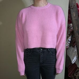 PACSUN Pink Cropped Knit Sweater